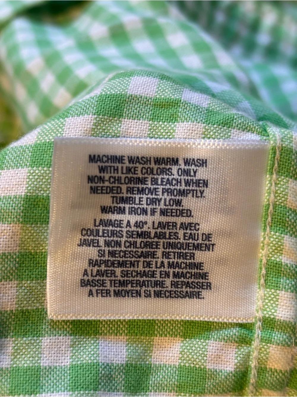 Ralph Lauren Boys Size 6 Green and White Gingham Plaid Button-Up Shirt